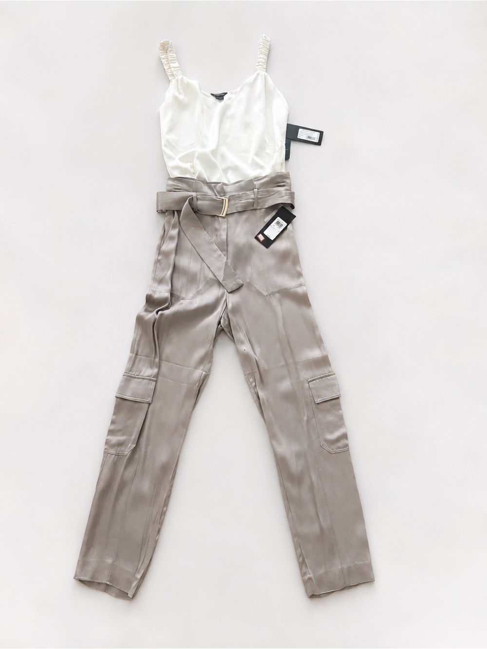 Marciano Taupe Satin Cargo Pants  with Belt